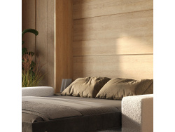 Smartbett Murphy bed with Sofa White M1 160x200 Vertical Kaiser oak/Anthracite