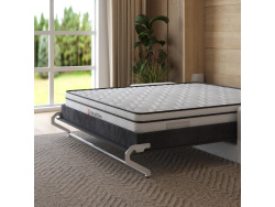 Smartbett Murphy bed with Sofa White M1 160x200 Vertical Kaiser oak/Anthracite