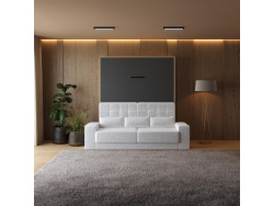 Smartbett Murphy bed with Sofa White M1 160x200 Vertical Kaiser oak/Anthracite