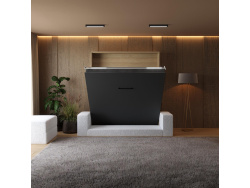 Smartbett Murphy bed with Sofa White M1 160x200 Vertical Kaiser oak/Anthracite
