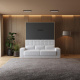 Smartbett Murphy bed with Sofa White M1 160x200 Vertical Kaiser oak/Anthracite