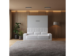 Smartbett Schrankbett mit SOFA Weiss M1 160x200 Vertikal Grau