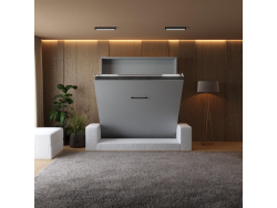 Smartbett Schrankbett mit SOFA Weiss M1 160x200 Vertikal Grau
