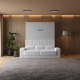 Smartbett Schrankbett mit SOFA Weiss M1 160x200 Vertikal Grau