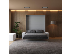 Smartbett Murphy bed with Sofa White M1 160x200 Vertical  Grey/Kaiser Oak