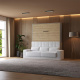 Smartbett Murphy bed with Sofa White M1 160x200 Vertical  Grey/Kaiser Oak