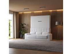 Smartbett Schrankbett mit Sofa Weiss M1 160x200 Vertikal...