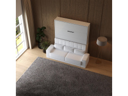 Smartbett Schrankbett mit Sofa Weiss M1 160x200 Vertikal Weiss/Weis Hochglanz