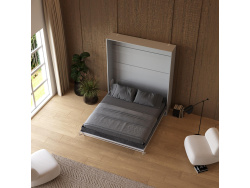 SMARTBett Schrankbett M1 180x200 mit Spiegelfront Perlgrau/Spiegel