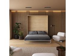 Murphy bed Smartbett M1 160x200 Vertical Kaiserberg Oak /Mirror with upholstered frame