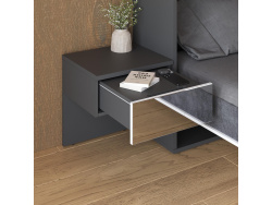SMARTBett HANGING NIGHTSTAND (40cm depth)  Anthracite / Mirror