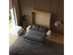 Murphy bed with sofa M1 180x200 Vertical Kaiserberg oak/Pearl gray SOFA White