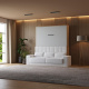 Murphy bed with sofa M1 180x200 Vertical Kaiserberg oak/Pearl gray SOFA White