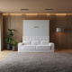 Murphy bed with sofa M1 180x200 Vertical Kaiserberg oak/Pearl gray SOFA White