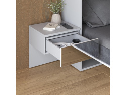 SMARTBett HANGING NIGHTSTAND.( 40cm depth) Pearl Grau / Mirror