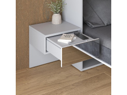 SMARTBett HANGING NIGHTSTAND.( 40cm depth) Pearl Grau / Mirror