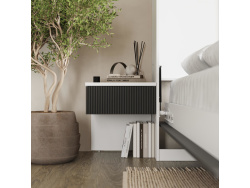 SMARTBett Set 140-Schrankbett Horizontal WAVES  mit 2 Nachtkonsolen