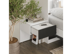 SMARTBett Set 140-Schrankbett Horizontal WAVES  mit 2 Nachtkonsolen
