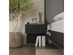 SMARTBett Set 140-Schrankbett Horizontal WAVES  mit 2 Nachtkonsolen