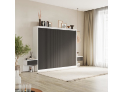 SMARTBett Set 140-Schrankbett Horizontal WAVES  mit 2 Nachtkonsolen