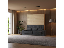 Murphy  bed M1 180x200 vertical  Kaiserberg Oak incl. SOFA Anthracite with Armrests 26cm width