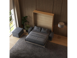 Murphy  bed M1 180x200 vertical  Kaiserberg Oak incl. SOFA Anthracite with Armrests 26cm width