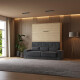 Murphy  bed M1 180x200 vertical  Kaiserberg Oak incl. SOFA Anthracite with Armrests 26cm width