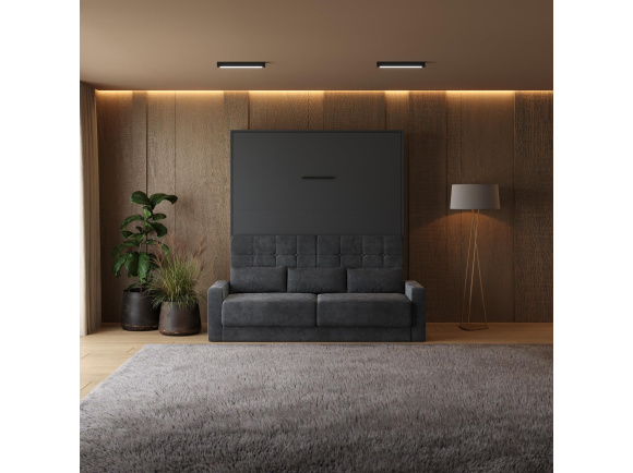 Murphy bed with Sofa M1 180x200 vertical Anthracite incl. SOFA Anthracite with armrests 11cm width