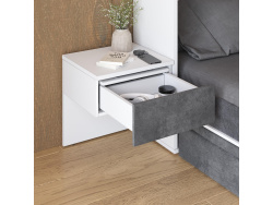 SMARTBett HANGING NIGHTSTAND.( 40cm depth) White/Anthracite Stoff
