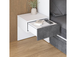 SMARTBett HANGING NIGHTSTAND.( 40cm depth) White/Anthracite Stoff