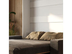 Schrankbett M1 180x200 Vertikal Weiss/Kaiserberg Eiche inkl.SOFA Anthrazit mit Armlehnen 11cm Breite