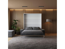 Schrankbett M1 180x200 Vertikal Weiss/Kaiserberg Eiche inkl.SOFA Anthrazit mit Armlehnen 11cm Breite