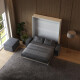 Schrankbett M1 180x200 Vertikal Weiss/Kaiserberg Eiche inkl.SOFA Anthrazit mit Armlehnen 11cm Breite