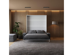 Murphy bed  incl.SOFA Anthracite  M1 180x200 vertical  White/White High Gloss   with Armrests 11cm width