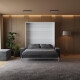 Murphy bed  incl.SOFA Anthracite  M1 180x200 vertical  White/White High Gloss   with Armrests 11cm width
