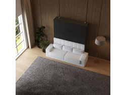 Schrankbett M1 180x200 Vertikal Anthrazit/Anthrazit inkl.SOFA Weiss mit Armlehnen 11cm Breite
