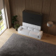 Schrankbett M1 180x200 Vertikal Anthrazit/Anthrazit inkl.SOFA Weiss mit Armlehnen 11cm Breite
