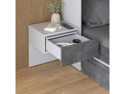 SMARTBett HANGING NIGHTSTAND.( 40cm depth) Pearl grey/Anthracite Fabric.
