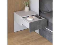 SMARTBett HANGING NIGHTSTAND.( 40cm depth) Pearl grey/Anthracite Fabric.