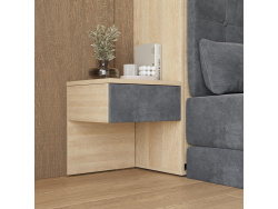 SMARTBett HANGING NIGHTSTAND.( 40cm depth) Kaiser Oak/Anthracite Fabric.