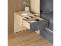 SMARTBett HANGING NIGHTSTAND.( 40cm depth) Kaiser Oak/Anthracite Fabric.