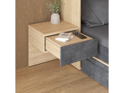 SMARTBett HANGING NIGHTSTAND.( 40cm depth) Kaiser Oak/Anthracite Fabric.