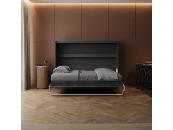 Murphy bed M2 140x200 Horizontal Anthracite with upholstered frame without lighting