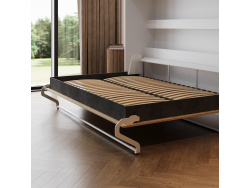Schrankbett 140x200 Horizontal (M2 55 cm Tiefe) Weiss/Kaiser Eiche
