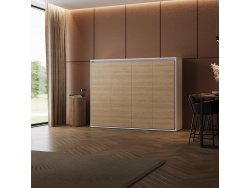 Murphy bed 140x200 horizontal (M2 55cm depth) White/White without lighting Upholstered frame