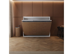 Murphy bed 140x200 horizontal (M2 55cm depth) White/Wild Oak