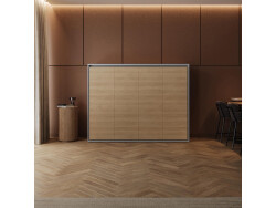 Schrankbett SMARTBett  140x200 Horizontal (M2 55cm Tiefe) Perlgrau/Kaiser Eiche