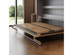 Schrankbett SMARTBett  140x200 Horizontal (M2 55cm Tiefe) Perlgrau/Kaiser Eiche