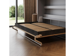 Schrankbett SMARTBett  140x200 Horizontal (M2 55cm Tiefe) Perlgrau/Kaiser Eiche