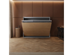 Schrankbett SMARTBett  140x200 Horizontal (M2 55cm Tiefe) Perlgrau/Kaiser Eiche